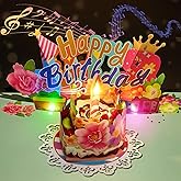 Airpark Pop Up Birthday Cards for Women with Blow-Out Candle, Music & LED Lights – 3D Interactive Birthday Greeting Card with Cake and Flowers – Unique Birthday Gifts for Women, Men, Kids, Mom, Dad, Friends