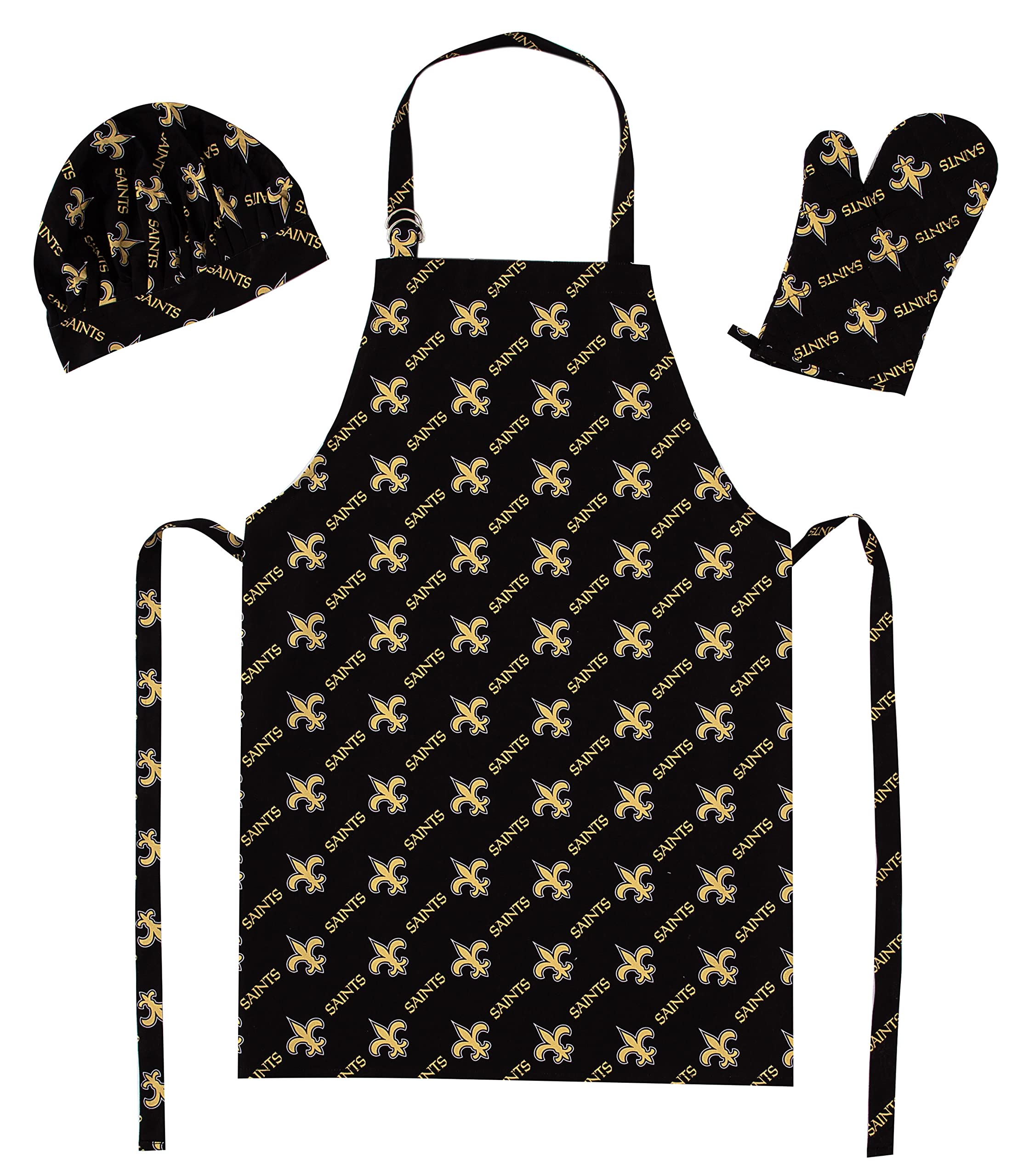 Northwest NFL New Orleans Saints 3-Piece Apron, Oven Mitt and Chef Hat Set, One Size, Team Colors Image