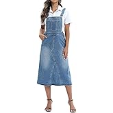 ETTELO Denim Overall Dress For Women Casual Sleeveless Adjustable Straps jeans Dres 2023