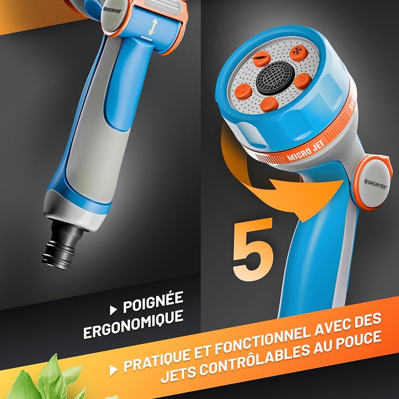 Pistolet Arrosage Jardin. Pistolet arrosage Métal Multijet. Pulverisateur de jardin. Embout Tuyau Arrosage Jet Puissant. Pulverisateur de Jardin – Douchette Matériel d'Arrosage pour Jardin