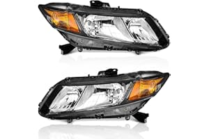 WEELMOTO Headlights for 2012-2015 Honda Civic 4Dr Sedan Headlights, for 12-13 Civic 2Dr Coupe Pair Headlight Black Housing Am