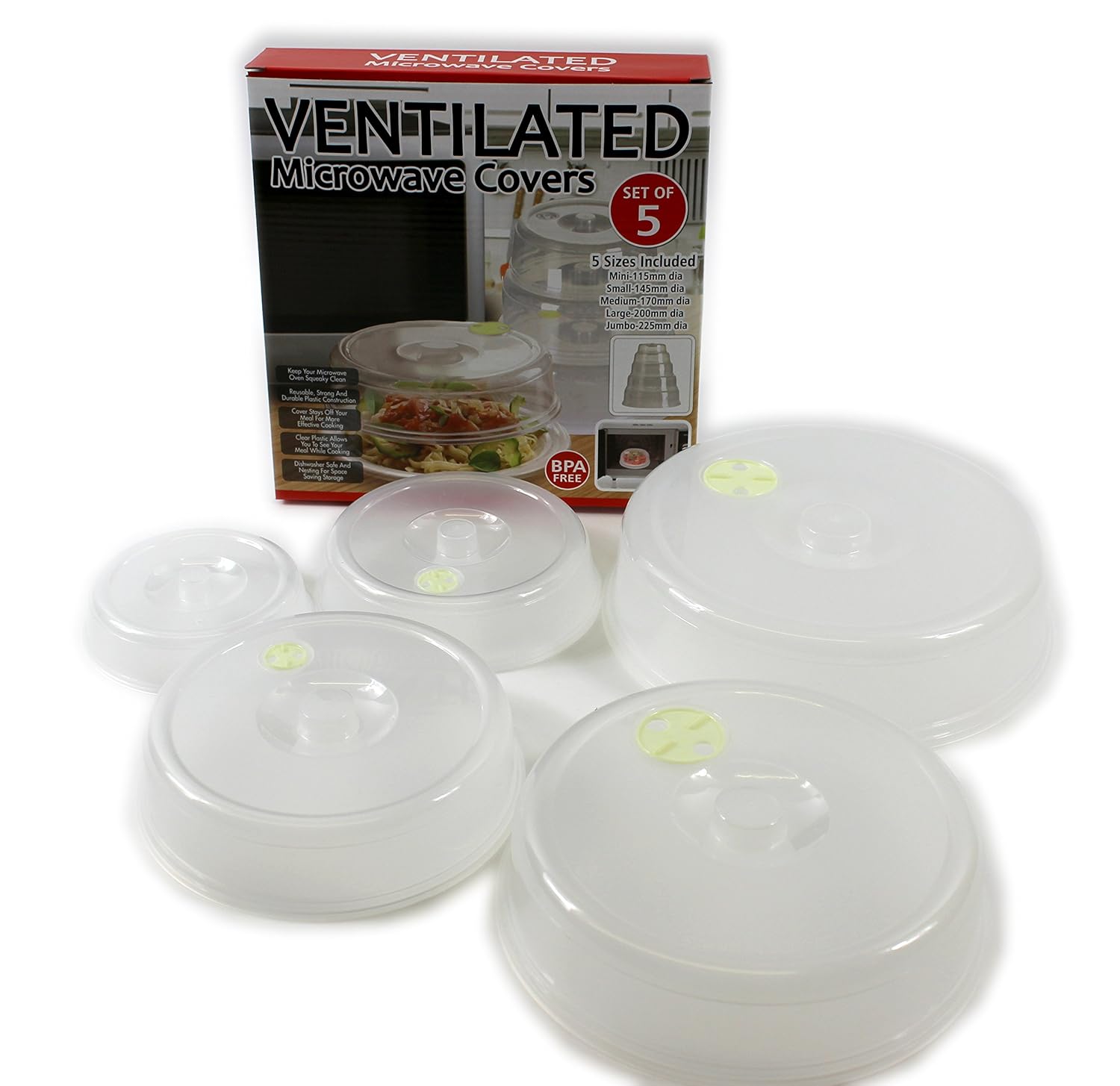 Juego de 5 cubiertas para platos de microondas con ventilación ...
