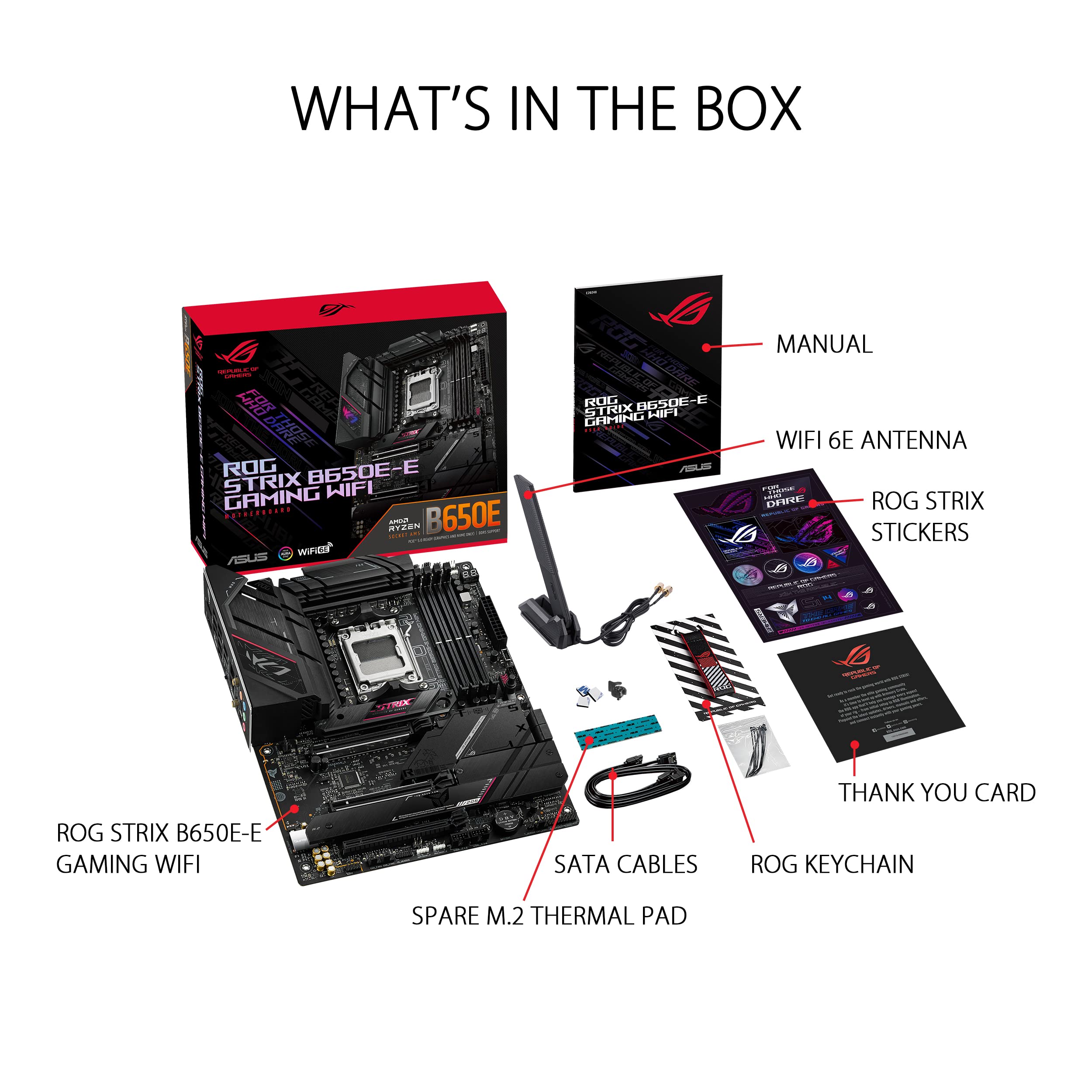 ASUS ROG Strix B650E-E Gaming WiFi Mainboard Sockel AMD AM5 (Ryzen 7000, ATX, DDR5 Speicher, 16+2 Power Stages, USB 3.2 Gen 2x2 Typ-C, PCIe 5.0, Q-Release, WiFi 6E, Aura Sync) 6