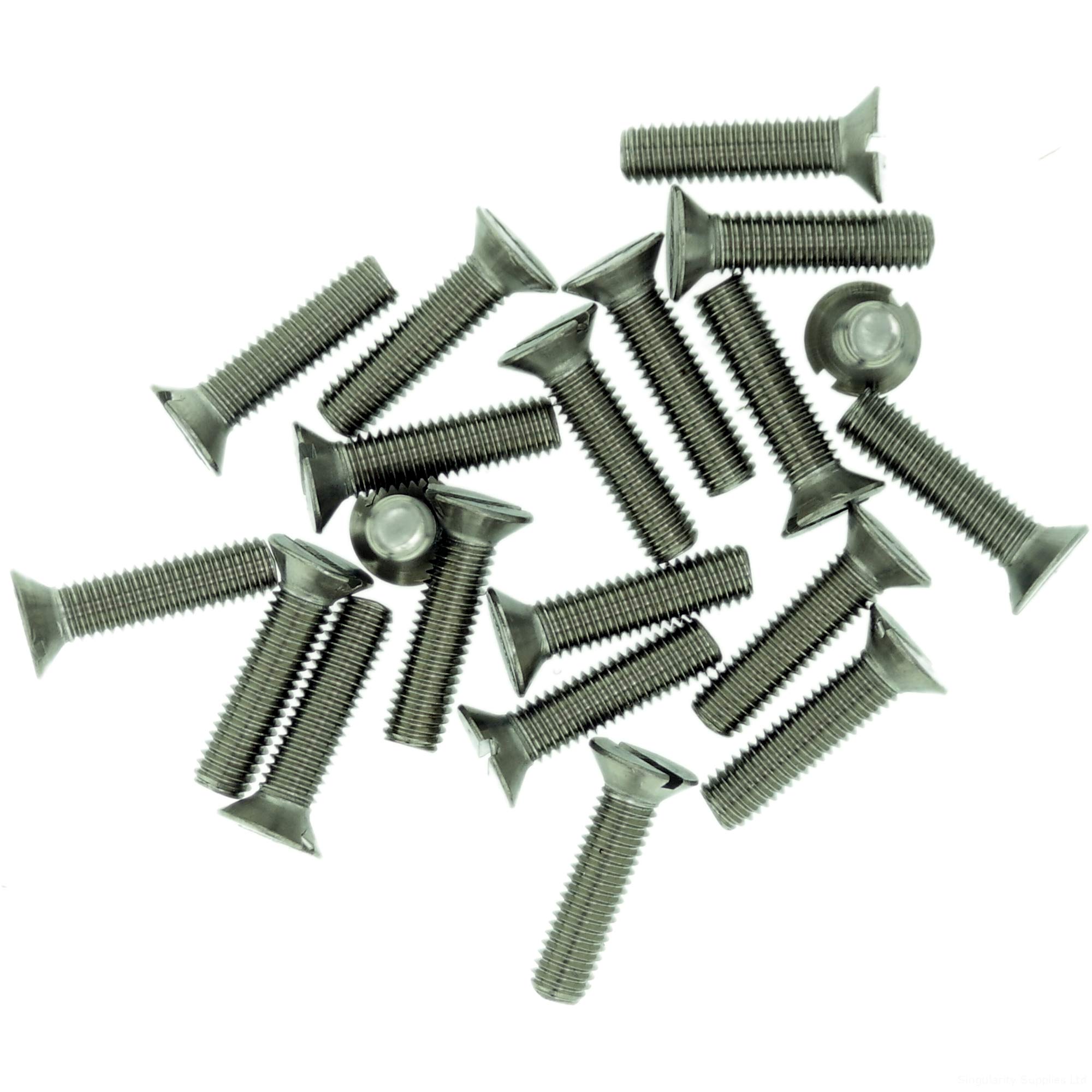 M5 (5mm x 12mm) Slot Countersunk Machine Screw (Bolt) - Stainless Steel (A2) (Pack of 20)