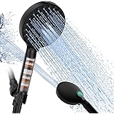 SR SUN RISE Filtered Shower Head with Handheld, High Pressure 9 Spray Mode Matte Black Showerhead with Filters, detachable shower head,Water Softener Filters Beads for Hard Water - Remove Chlorine
