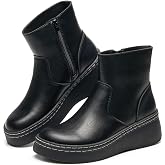 Project Cloud Genuine Leather Platform Ankle Boots For Women Combat Boots | Wedge Booties For Women - Insize Zip Closure Platform Womens Boots - Fall Boots for Women &amp; Platform Combat Boots for Women