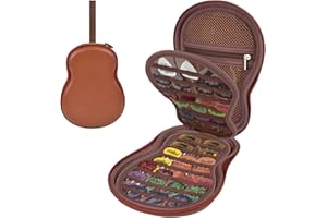 ANKHOH Guitar Pick Holder Case Compatible with Fender/for Acoustic/ChromaCast/D'Addario/JIM DUNLOP/Bolopick/UNLP MUSICAL INSTRUMENT, 63+ All Size Plectrums Storage Picks Box, Bag Only (Red Brown)
