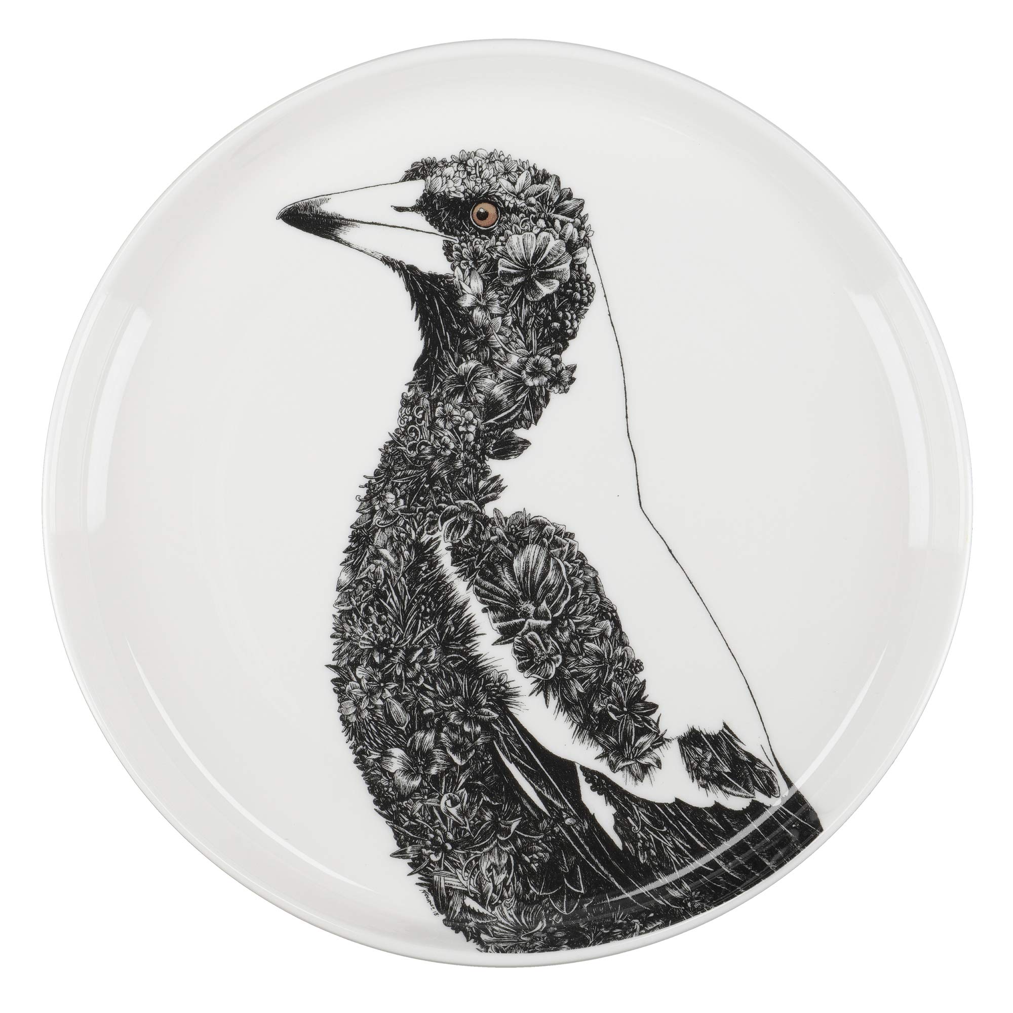 Maxwell & Williams Marini Ferlazzo Birds Decorative Side Plate with Australian Magpie Design, Gift Boxed, Fine China, White, 2 cm — image 1