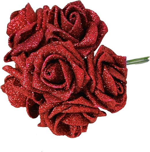 Full Glittered Foam Roses! Artificial Flowers Bling Glittery Shiny Fake