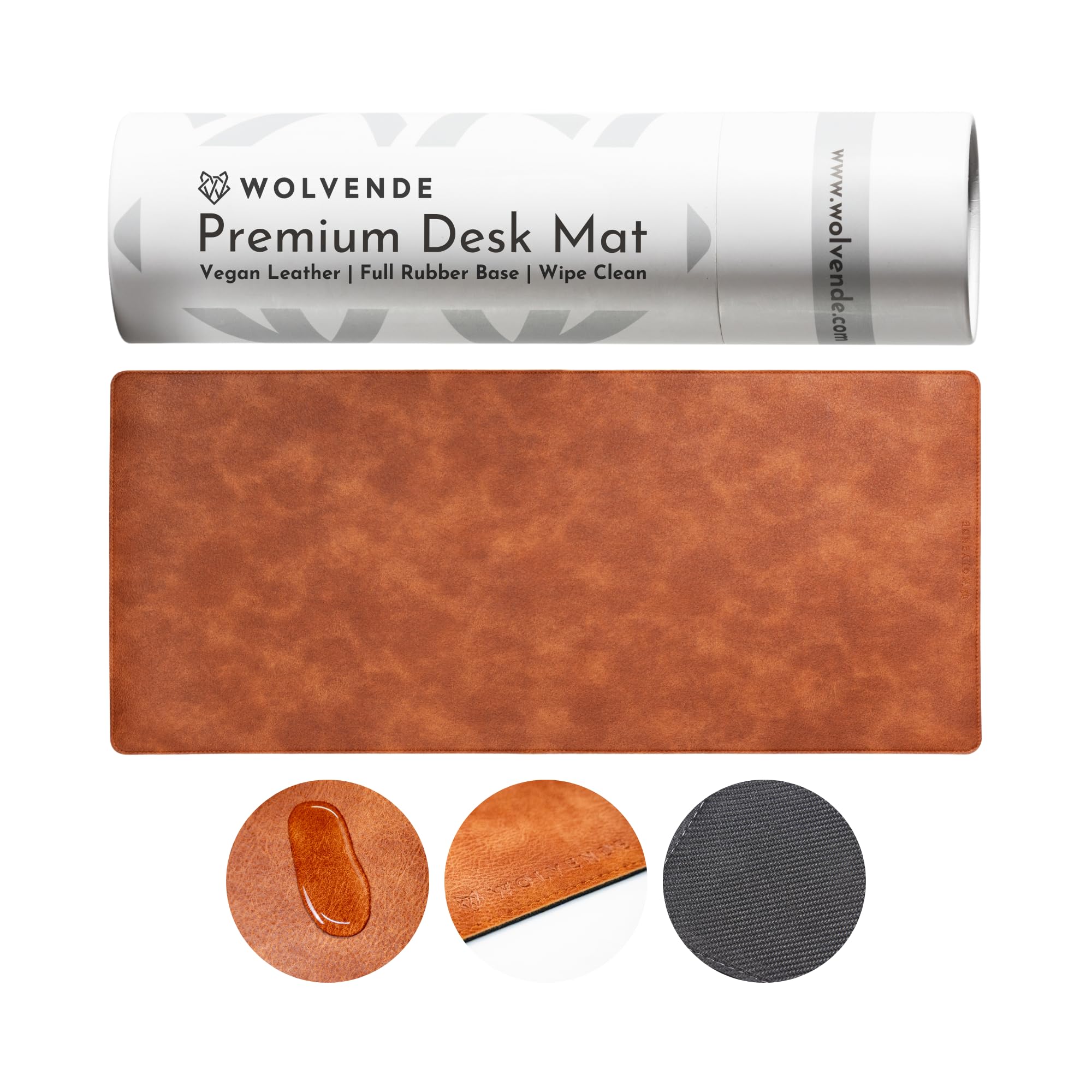 Wolvende Premium Distressed Faux Vegan Leather Desk Mat | Multifunctional Desk Pad for Home Office | (Tan/Brown, 40cm x 90cm)