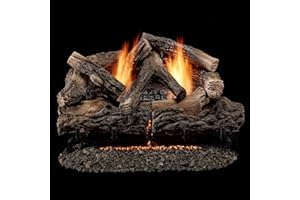 Bluegrass Living B24DR-ES4 Dual Fuel Ventless Fireplace Logs Set with Remote Control, Use with Natural Gas or Liquid Propane, 33000 BTU, Heats up to 1100 Sq. Ft, Rustic Oak, 24 Inches