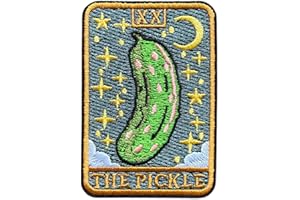 OKOMCM The Pickle Tarot Card 3'' Hook and Loop Embroidered Patch, Funny Mental Health Tactical Appliques DIY Patches for Clot