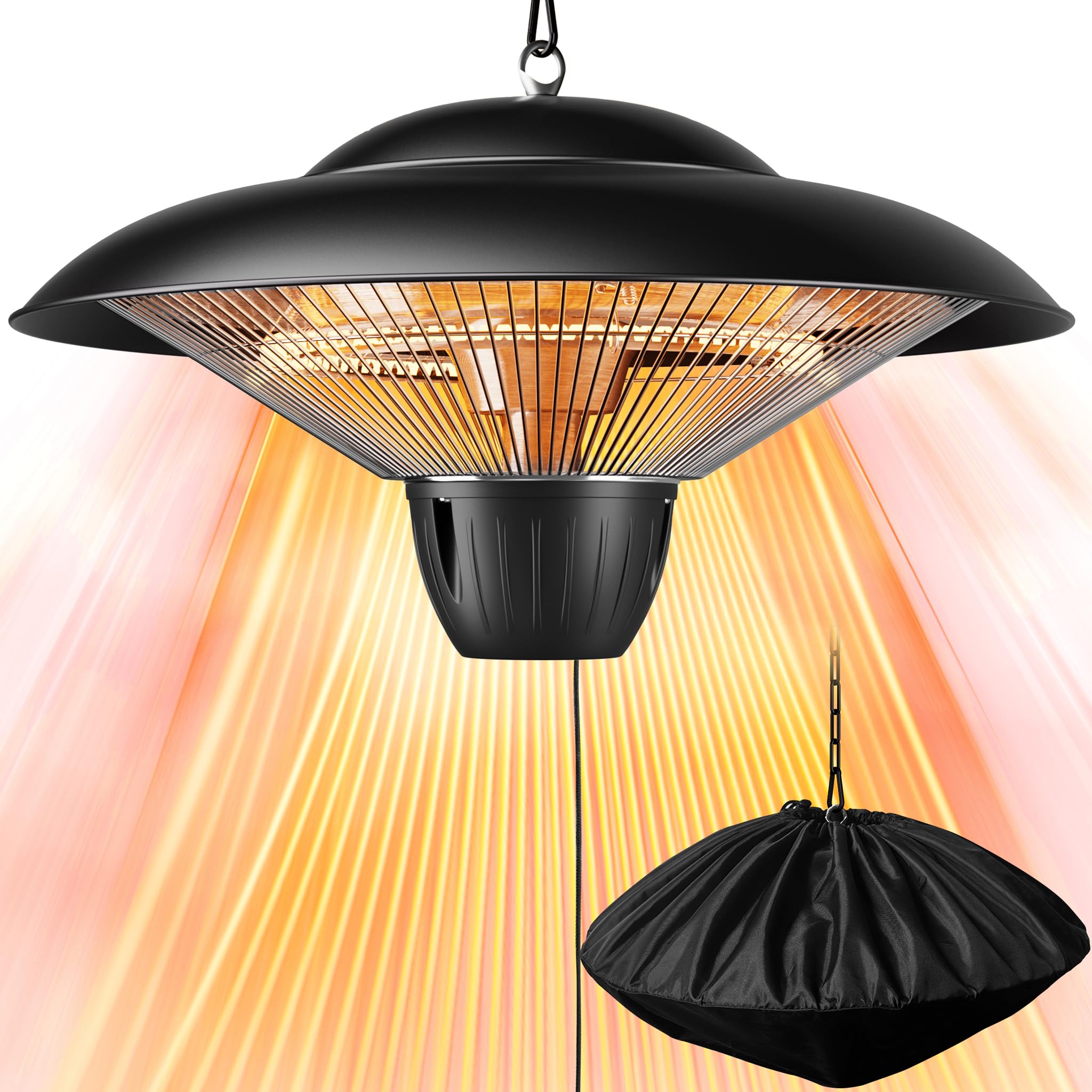 Photo 1 of Patio Heater for Outdoor Use 1500W Electric Infrared Hanging Heater, Ceiling Mounted, Waterproof for Porch, Garage, Balcony, Overheat Protection Black