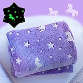 Unicorn Throw Blankets Glow in The Dark Soft Throw Blanket for Girls Boys with Storage Bag, Gifts for Holiday Birthday, Kids Blanket, Day Care Home Travel Use, 50"x60" Purple