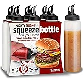 6 Pack Condiment Squeeze Bottles for Sauces and Liquids &ndash; 16 oz Plastic Refillable Squirt Bottles for Ketchup, Oils, and Condiments &ndash; Multipurpose Condiment Containers for Kitchen, BBQ &amp; Cooking