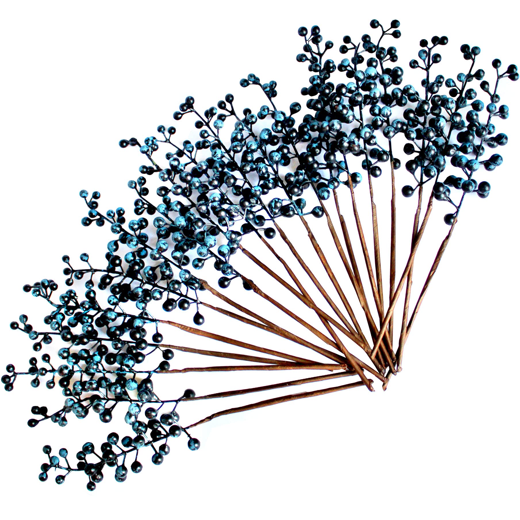 OrgMemory Artificial Berry, Fake Burgundy Berry, (20 pcs, 12" Each), Artificial Berries Stems for Xmas Tree Wreath Decorations Home Decor (blue)