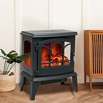 Amazon.com: C-Hopetree 20 inch tall Portable Electric Wood Stove Fireplace  with Flame Effect, Freestanding Indoor Space Heater : Home u0026 Kitchen