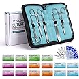 Alcedo Sterile Sutures Thread & Needle with Tools Kit, First Aid Field Emergency Supplies, 16 Mixed 0, 2/0, 3/0, 4/0 Threads with 12 Instruments, Complete Kit (28 Pieces)