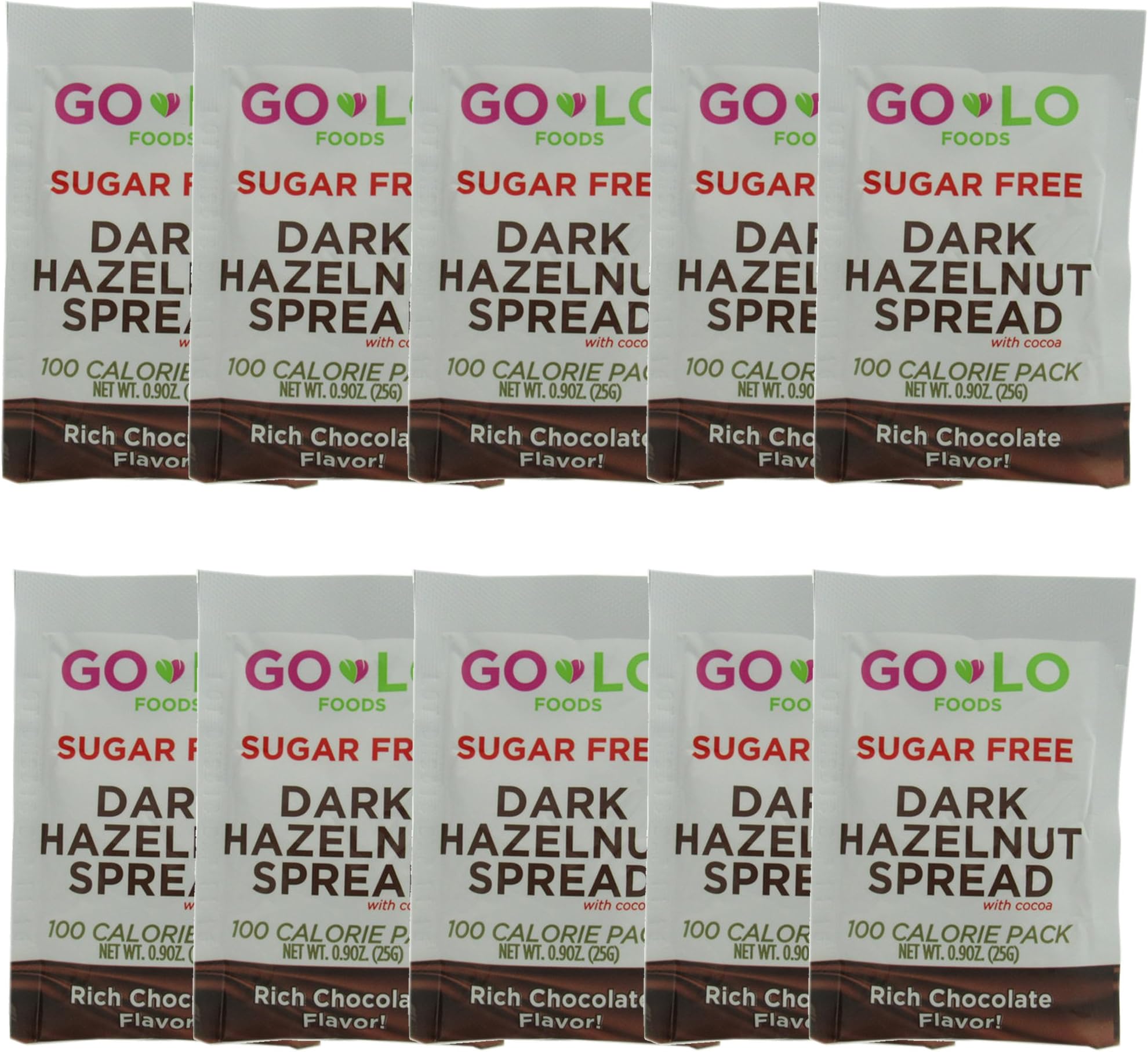 Go Lo Dark Hazelnut Spread 100 Calorie Squeeze Pack - 10 Count
