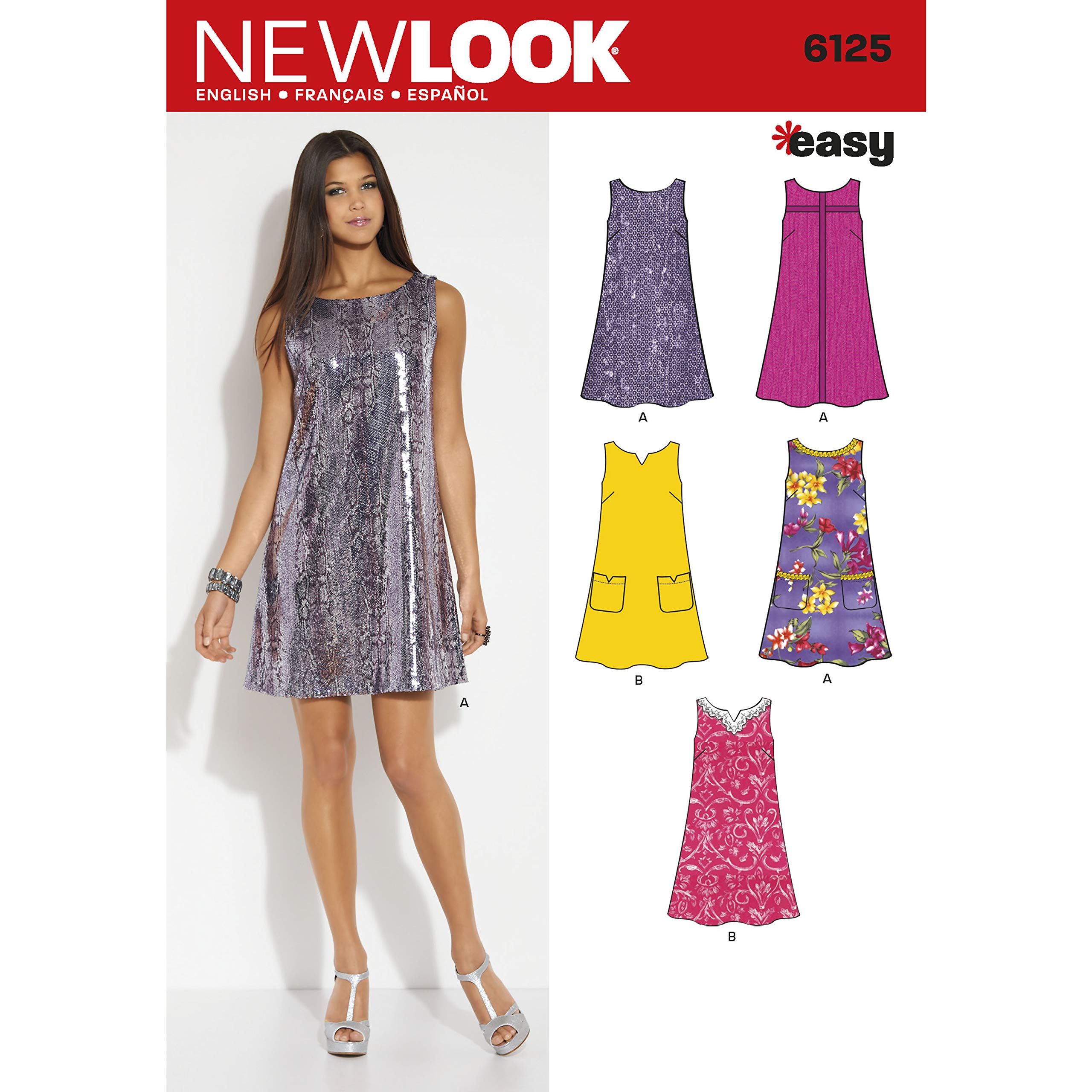 New Look Easy Sewing Pattern 6125: Misses' Dresses, (10-12-14-16-18-20-22), Multi-Coloured, One Size