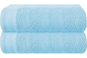 MALLONI HOME Cotton 2 Pack Oversized Bath Towel Set 28x55 inches, Large Bath Towels, Ultra Absorbant Compact Quickdry & Lightweight Towel, Ideal for Gym Travel Camp Pool - Sky Blue