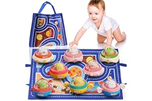 NUMBERFUN 8PCS Infant Car Toys with Playmat & Storage Bag,Animals Toy Cars for Toddlers 1-3,1 Year Old Boy Toys Easter Basket Stuffers Space Theme Toys for 1 Year Old Boy and Girl