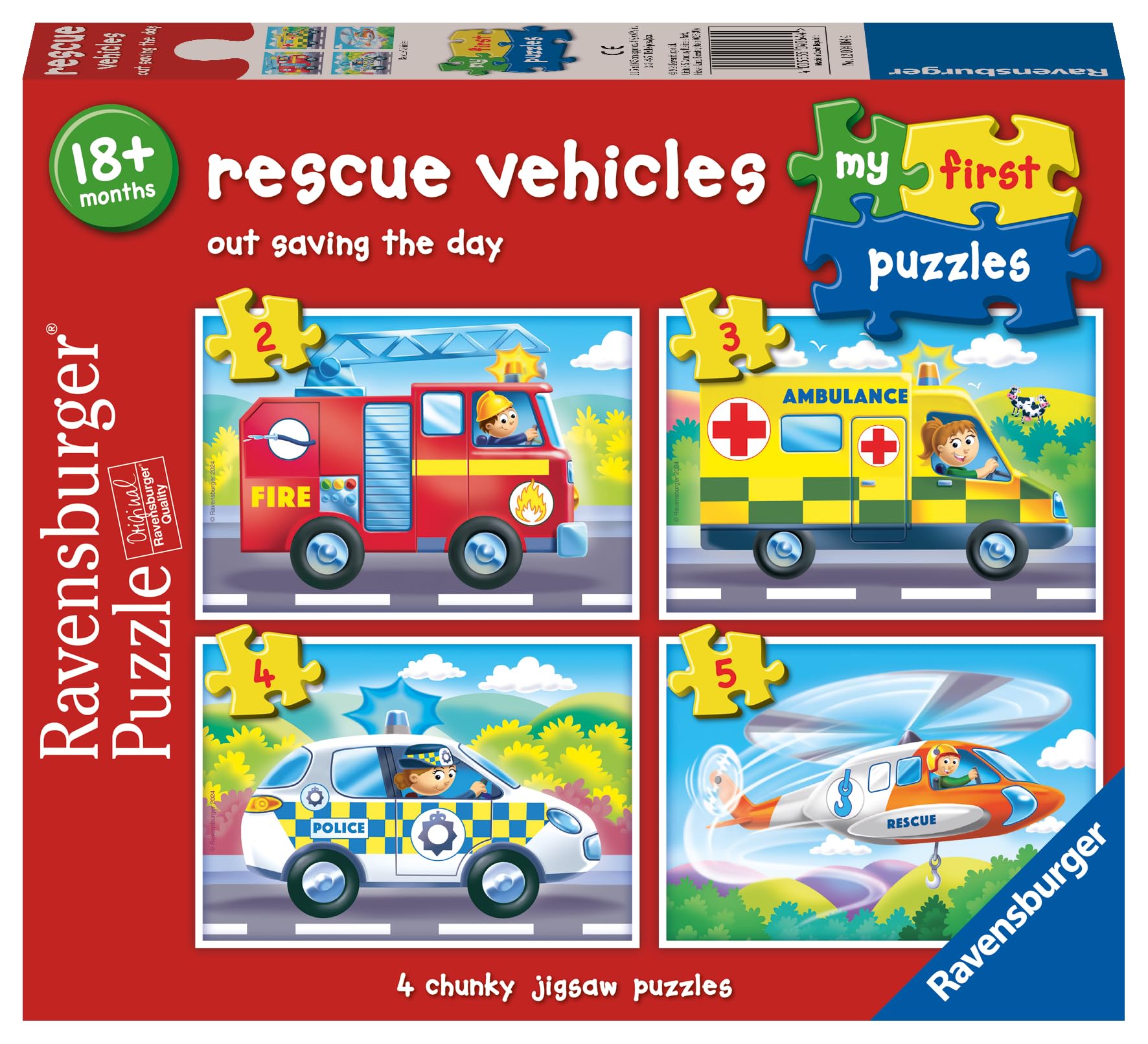 Ravensburger Rescue Vehicles - My First Jigsaw Puzzles for Toddlers Age 18 Months - 2, 3, 4 & 5 Pieces