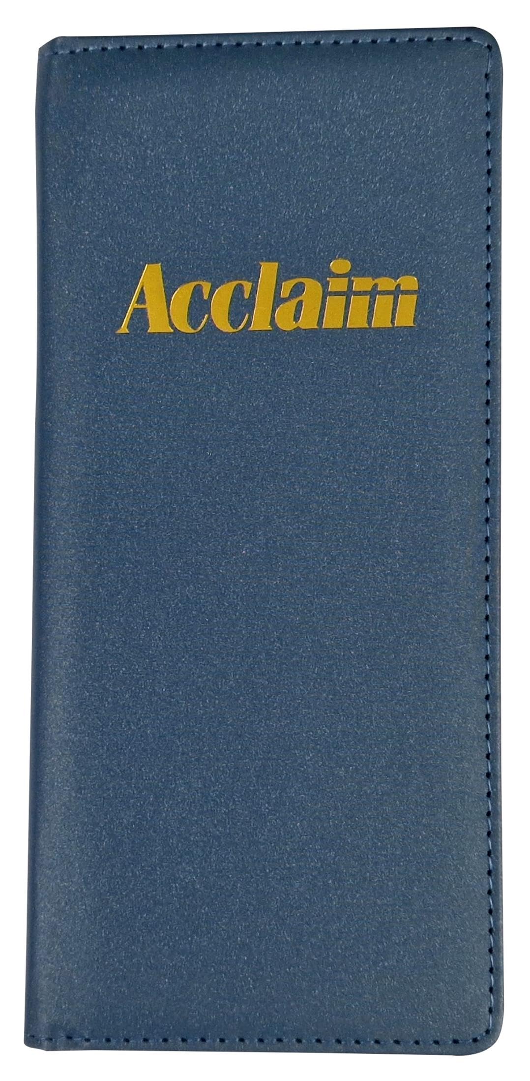 Acclaim Rigid Lawn Bowls Bowling Scorecard Holder Lightly Padded Plain Colour Metallic Finish 23 cm x 11 cm with Spring Clip & Pen Loop (Deep Blue)