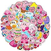 50pcs Kirby Game Stickers for Kids, Cool Waterproof Vinyl Decal for Teen Adult Boy Laptop, Travel Case, Phone, Bike, Water Bottle, Guitar, Computer, Skateboard (Black)