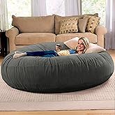 Jaxx 6 Foot Cocoon - 2-in-1 Convertible Bean Bag Bed &amp; Large Bean Bag Chair for Adults, Charcoal