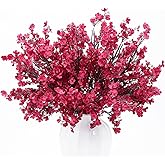 Vivasky 8Pcs Baby’s Breath Artificial Flowers Burgundy Real Touch Silk Babys Breath Artificial Flowers Bulks for Home Office Wedding Decor, Indoor Outdoor Decor Table Centerpiece(8Pcs, Burgundy)