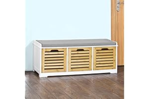 Haotian FSR23-WN,Storage Bench,Shoe Cabinet,Shoe Bench,Storage Cabinet (NATURAL)