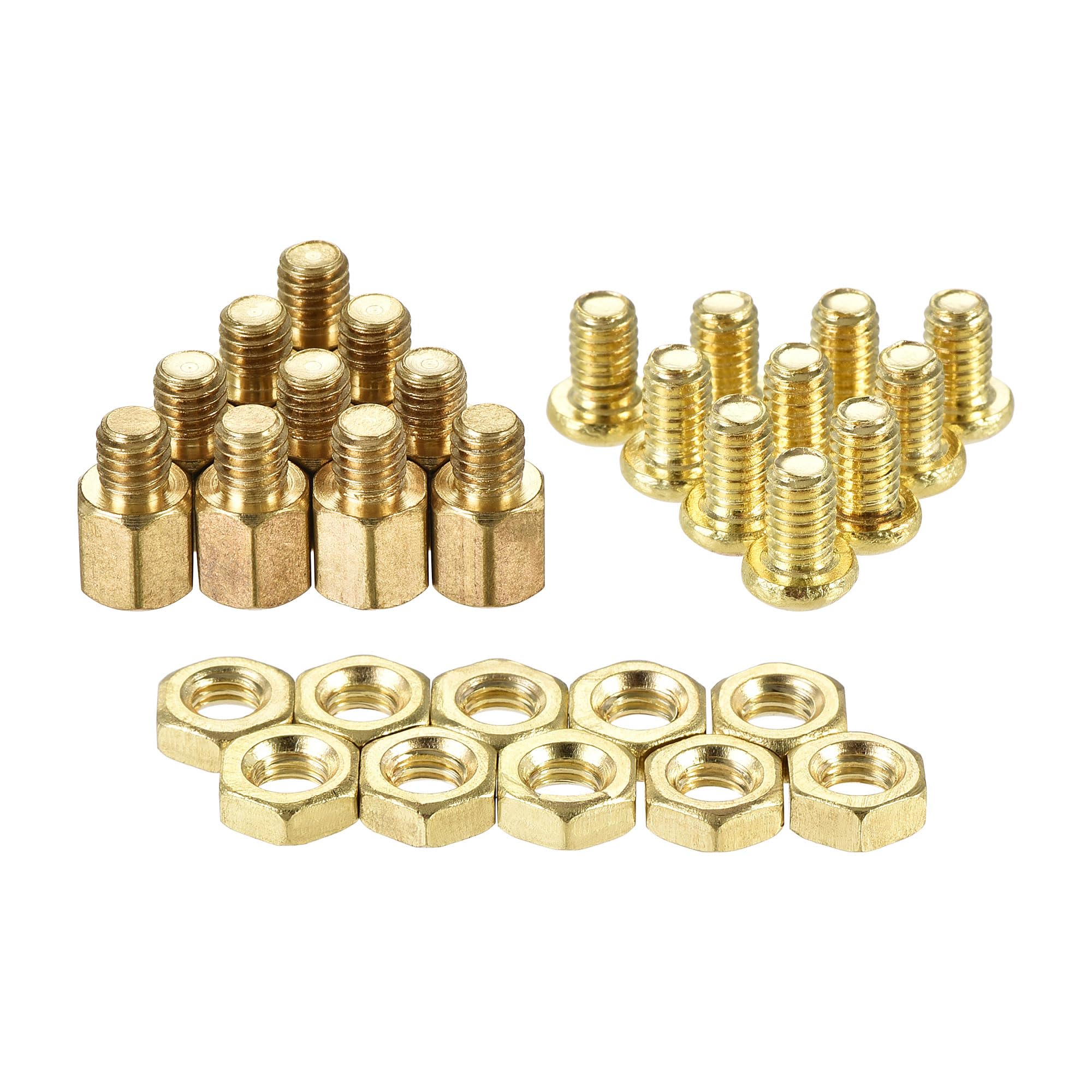 sourcing map M4 Hex Brass Standoff Spacer 6mm+4mm Male-Female Threaded Pillar Screw Nut Kit for PCB Motherboard Computer Circuit Board, 10 Sets