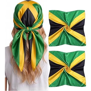 Glitopper 2 Pcs Flag Bandana Head Scarf for Women 27.5 in Silk Fashion Head Hair Wrap Neck Scarf for Accessory