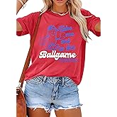 ALLTB Baseball Shirts Women Funny Baseball Mom Shirt Ballgame Graphic Tshirt Game Day Fan Tee Casual Short Sleeve Top