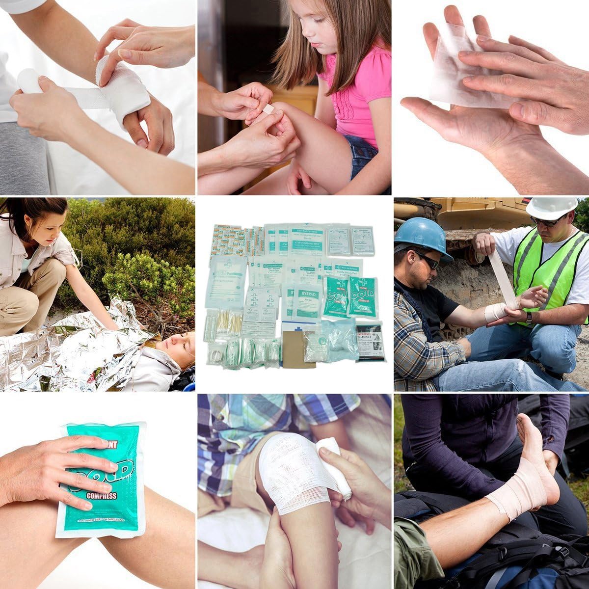 160 Piece First Aid Kit Bag Refill Kit - Includes Eyewash, Instant Cold Pack, Bandages,Emergency Blanket, Moleskin Pad,Gauze - Extra Replacement Medical Supplies for First Aid: Health & Personal Care