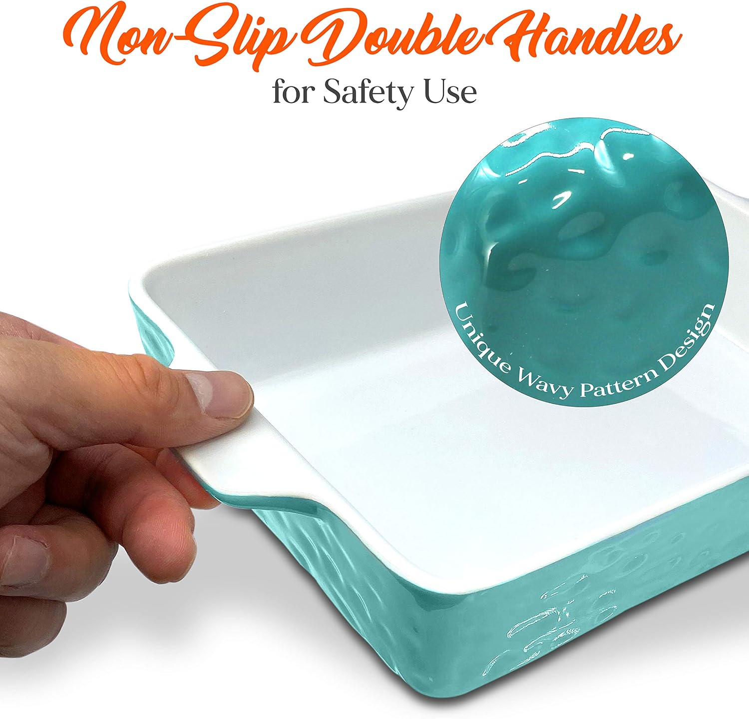 NutriChef 3Pcs. Nonstick Bakeware PFOA PFOS PTFE Tray Set w/Odor-Free Ceramic, 446°F Oven Microwave/Dishwasher Safe Rectangular Baking Pan, Aqua: Kitchen & Dining