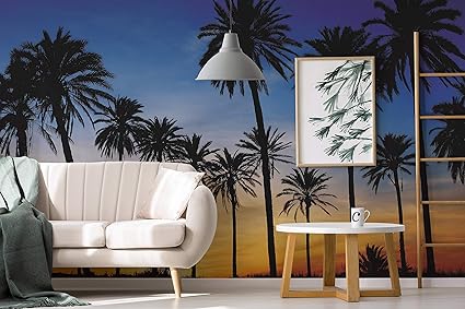 Fototapete Palmen bei Sonnenuntergang (184 x 254 cm) Vliestapete Palmenstrand - UV- & wasserbeständiger Druck - Wallpaper ink
