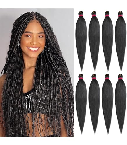 Amazon.com : Pre Stretched Braiding Hair Natural Black Long  display picture 2