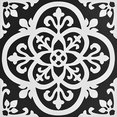 FloorPops Gothic Peel & Stick Floor Tiles Black Set of 10 12 x 12 in