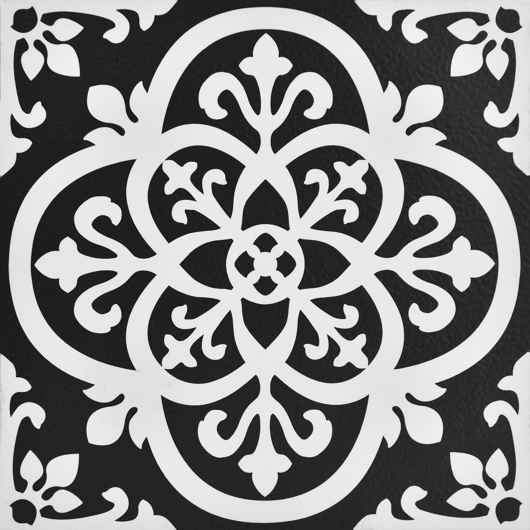 WallPops FP2475 Gothic Peel & Stick Floor Tiles, Blacks, Set of 10 Piece, 12 x 12 inches