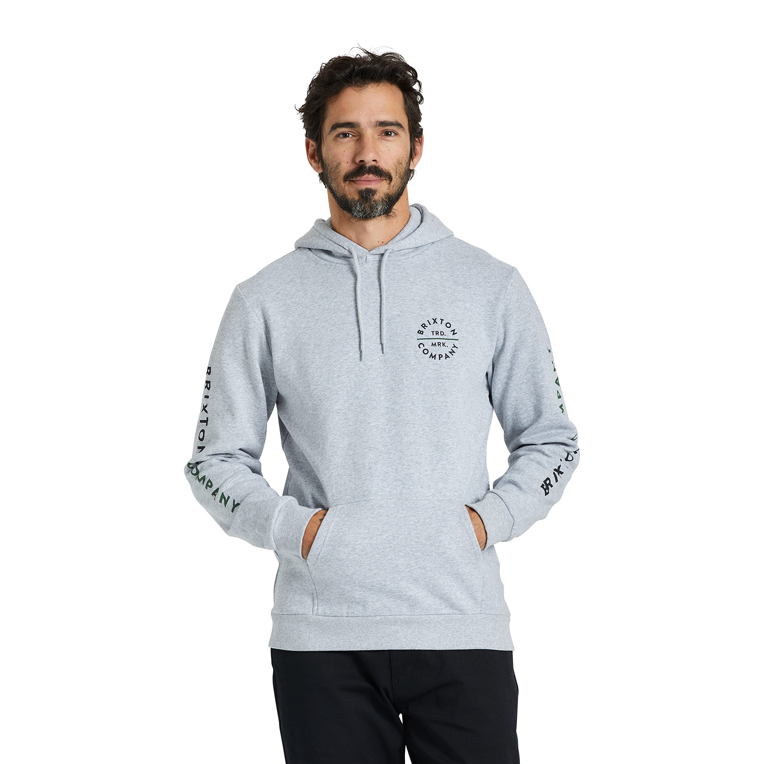 Brixton Pledge Hoodie Heather Grey/Forest, XX-Large