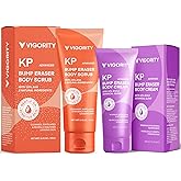 KP Bump Eraser Body Scrub & Keratosis Pilaris Lotion Bundle Set – Strawberry Legs Treatment for Women - Exfoliates & Deeply Hydrates for Smoother Healthy-Looking Skin