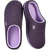 VeraCosy Women's Two-Tone Slippers Soft Comfy Knit Memory Foam Non-slip Indoor Outdoor House Shoes