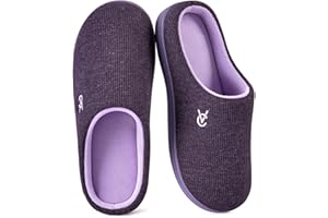 VeraCosy Women's Two-Tone Slippers Soft Comfy Knit Memory Foam Non-slip Indoor House Shoes