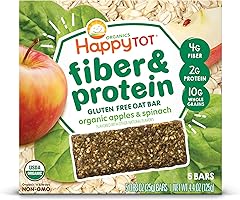 Happy Tot Organics Fiber & Protein Soft-Baked Oat Organic Toddler Snack Apple & Spinach, Organic Gluten Free Kosher Non-GMO, 