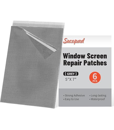 CroBlissful 6-Pack Extra Wide Window Screen Repair Patches - 12x12 Inch Fiberglass Mesh With Strong Adhesive
