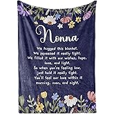 InnoBeta Nonna Gifts for Grandma, Grandma Gifts for Nonna, Flannel Throw Blankets on Mother's Day, Christmas, Birthday, 60" x 80", Blue Flowers