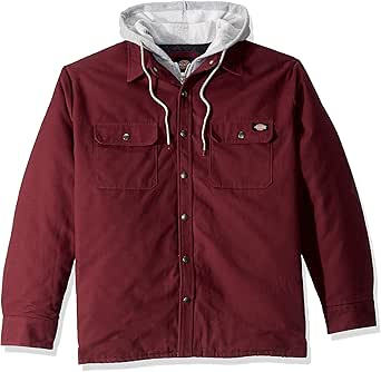 dickies men's relaxed fit hooded duck quilted shirt jacket big