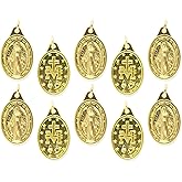 Caritas et Fides Pack of 10 - Miraculous Medals Catholic Gold Plated (1 Inch) Pendant for Necklace - Made in Italy